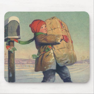 Weihnachten im alten Stil, Kind mit großem Paket Mousepad