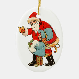 Weihnachten im alten Stil, Santa mit Mädchen Keramik Ornament