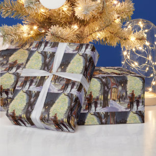 Weihnachten im alten Stil, Vater beim Einkaufen mi Geschenkpapier