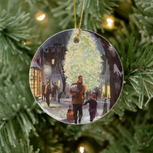 Weihnachten im alten Stil, Vater beim Einkaufen mi Keramikornament