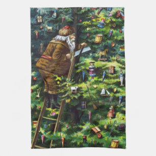 Weihnachten im alten Stil, viktorianischer Weihnac Geschirrtuch
