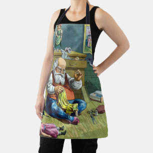 Weihnachten im alten Stil, Weihnachtsmann beim Her Schürze