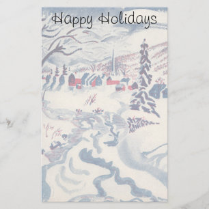 Weihnachten im alten Stil, Winterschlandschaft im  Briefpapier