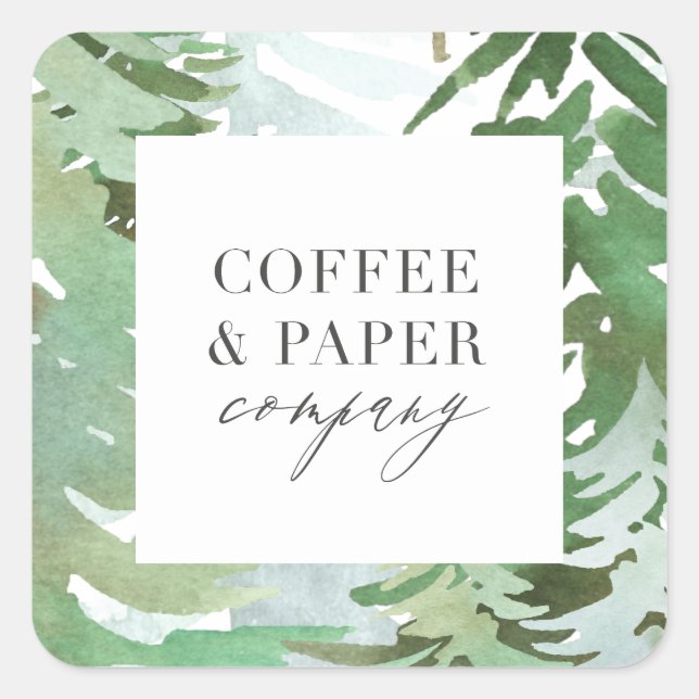 Weihnachten im Aquarellwald Quadratischer Aufkleber (Vorderseite)