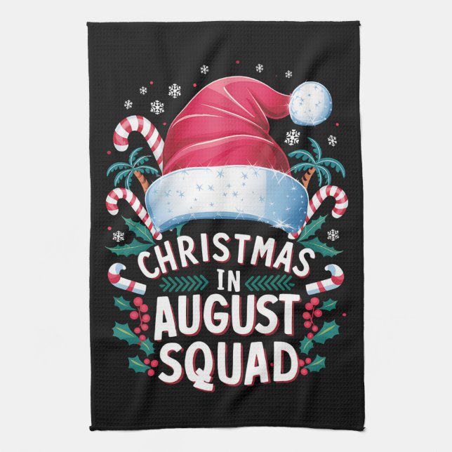 Weihnachten im August Squad Funny Summer Xmas Geschirrtuch (Vertikal)