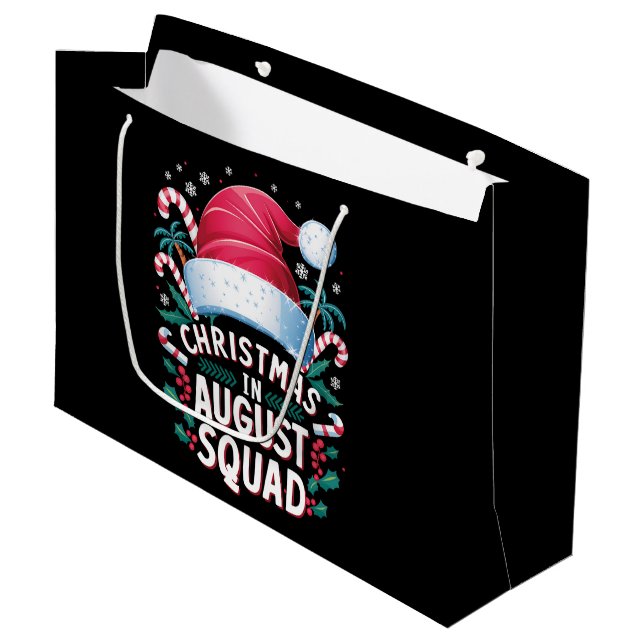 Weihnachten im August Squad Funny Summer Xmas Große Geschenktüte (Vorderseite Schrägansicht)