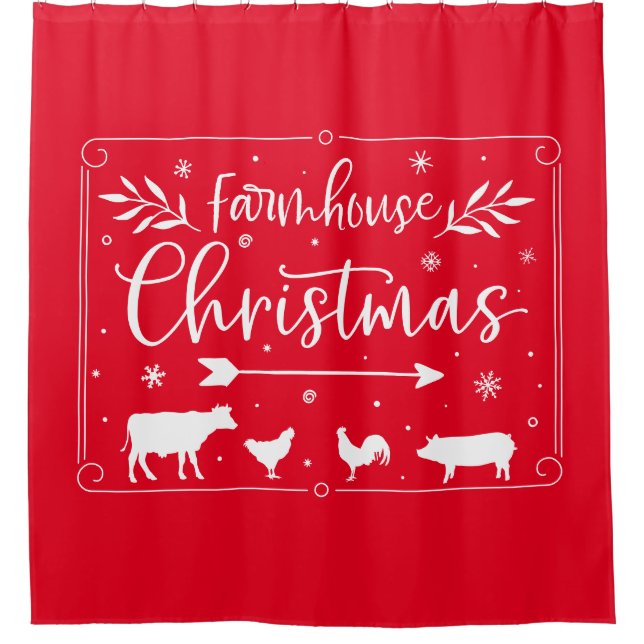 Weihnachten im Bauernhof Duschvorhang (Vorderseite)