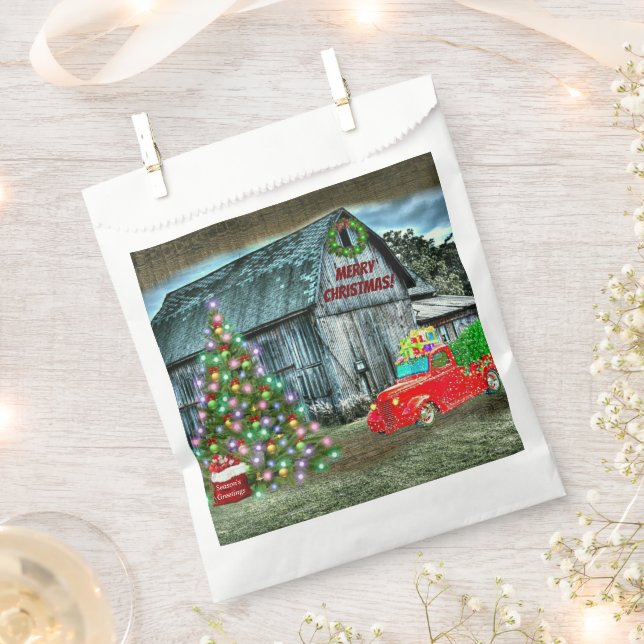 Weihnachten im Bauernhof Rustikaler Stall Geschenktütchen (Ausgeschnitten)