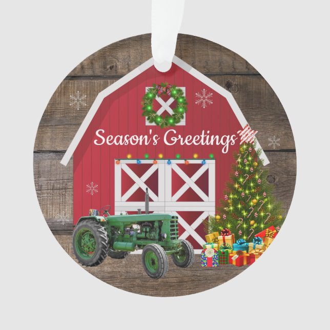 Weihnachten im Bauernhof Traktor Tree Red Barn Ornament (Vorderseite)
