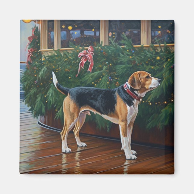 Weihnachten im Beagle - Feierliche Hochzeit Magnet (Vorne)