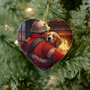 Weihnachten im Beagle, Geschenk für den Hundefeuer Keramik Ornament