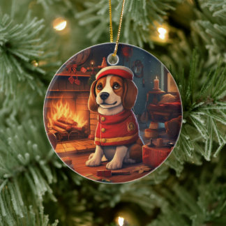 Weihnachten im Beagle, Geschenk für die Beagle-Pol Keramik Ornament