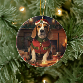 Weihnachten im Beagle, Geschenk für die Beagle-Pol Keramik Ornament