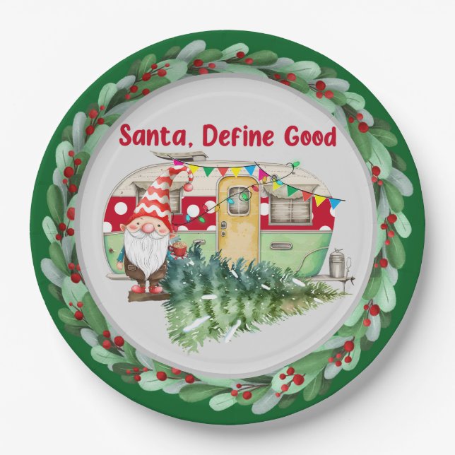 Weihnachten im Camping Pappteller (Vorderseite)