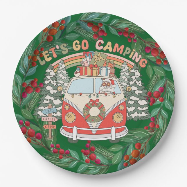 Weihnachten im Camping Pappteller (Vorderseite)