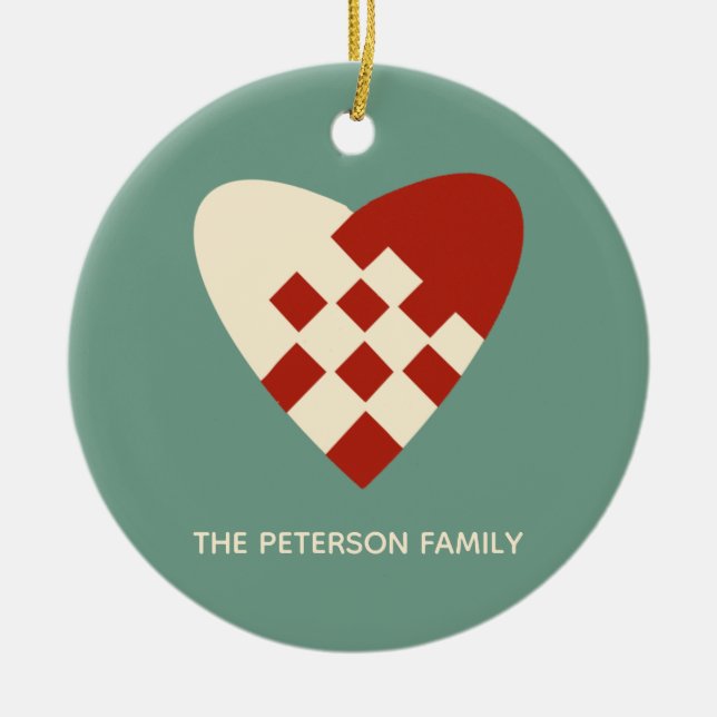 Weihnachten im dänischen Herz Keramik Ornament (Vorne)