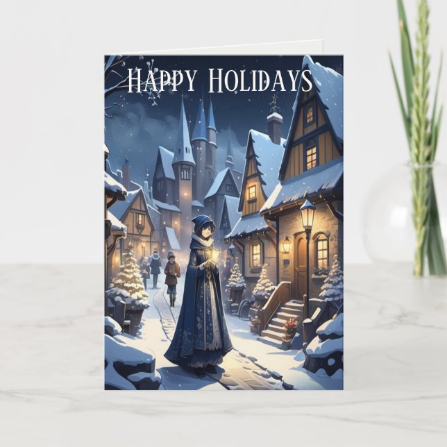 Weihnachten im Dorf Karte (Vorderseite)