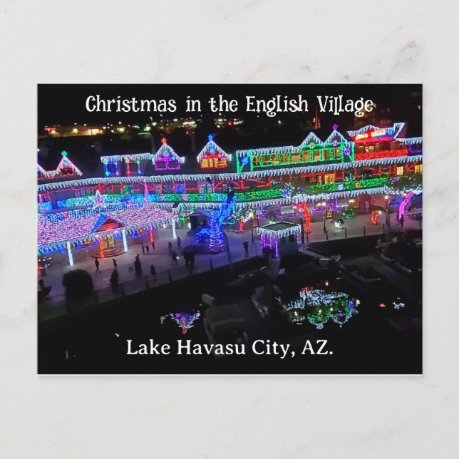Weihnachten im englischen Dorf Postkarte (Vorderseite)