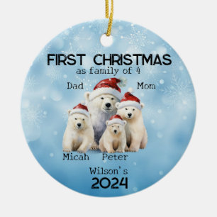 Weihnachten im ersten Jahr als Familie von 4 Polar Keramik Ornament