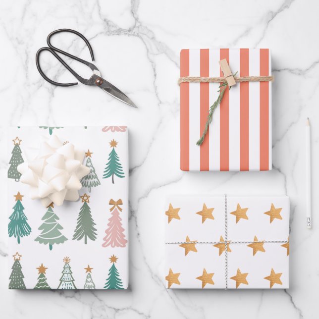 Weihnachten im farbigen Weihnachten Geschenkpapier Set (Vorderseite)