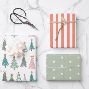 Weihnachten im farbigen Weihnachten Geschenkpapier Set