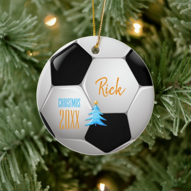 Weihnachten im Fußball 20XX | Player Foto Keramik Ornament (Baum)