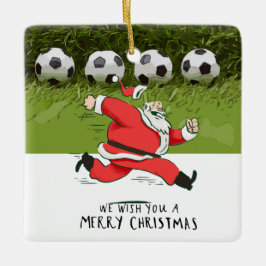 Weihnachten im Fußball mit dem Weihnachtsmann Keramikornament