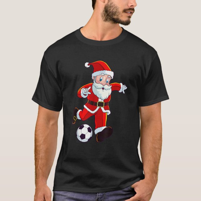 Weihnachten im Fußball Weihnachtsmann Weihnachtsma T-Shirt (Vorderseite)