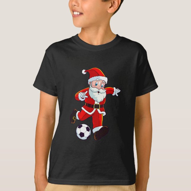 Weihnachten im Fußball Weihnachtsmann Weihnachtsma T-Shirt (Vorderseite)
