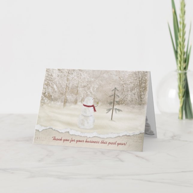 Weihnachten im Geschäft Vielen Dank an den Schneem Dankeskarte (Vorderseite)
