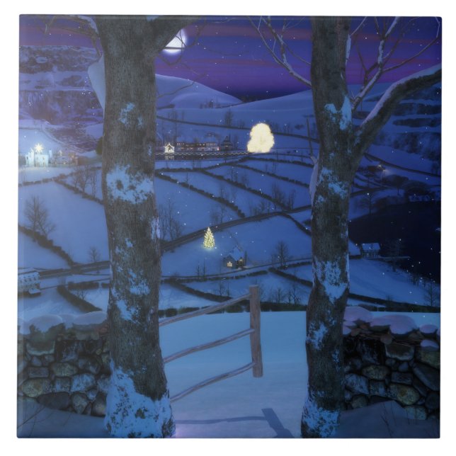 Weihnachten im Glen Decorative Tile / Trivet Fliese (Vorderseite)