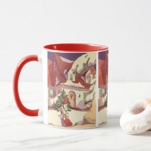 Weihnachten im Jahrtausend, Familienhaus im Schnee Tasse