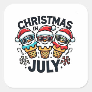 Weihnachten im Juli 4. Juli Eiscreme USA  Quadratischer Aufkleber