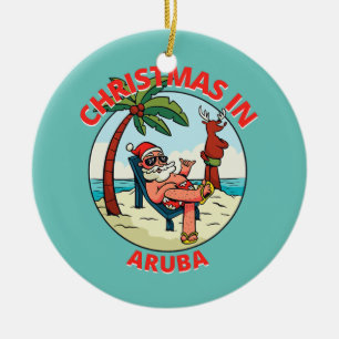 Weihnachten im Juli am Strand Aruba Keramik Ornament