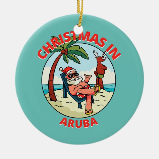 Weihnachten im Juli am Strand Aruba Keramik Ornament (Vorne)