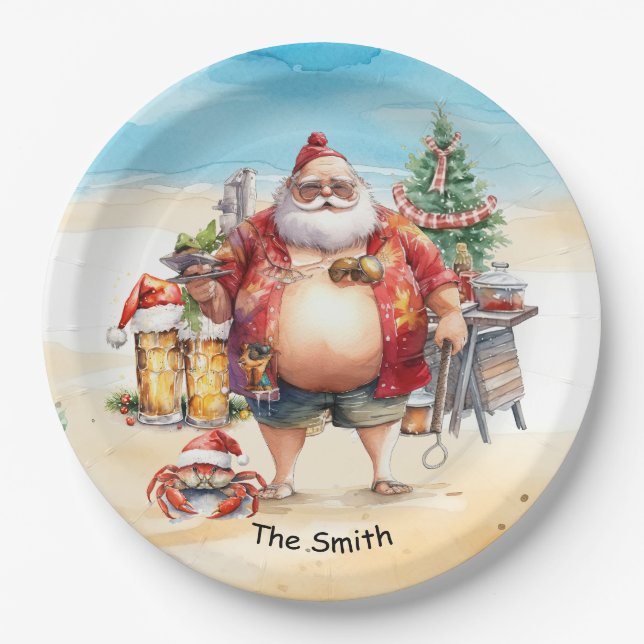 Weihnachten im Juli am Strand Pappteller (Vorderseite)