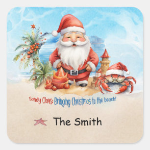 Weihnachten im Juli am Strand Quadratischer Aufkleber
