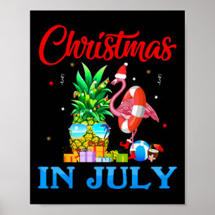 Weihnachten im Juli Ananas Weihnachtsbaum Flamingo Poster