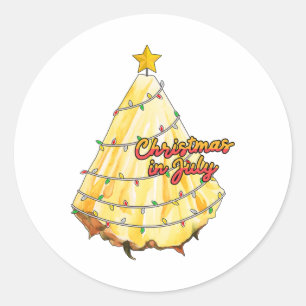 Weihnachten im Juli Ananas Weihnachtsbaum Sommer Runder Aufkleber