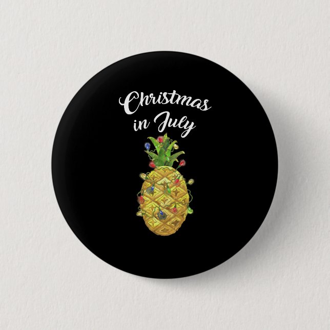 Weihnachten im Juli Ananas Weihnachtsleuchten Button (Vorderseite)