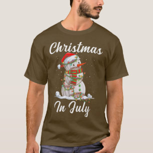 Weihnachten im Juli Baseball-Schneemann-Santa-Hut T-Shirt