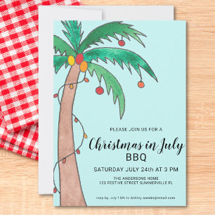 Weihnachten im Juli BBQ Palme Einladung