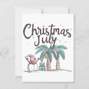 Weihnachten im Juli Beach Snowman Palm Tree Sommer Postkarte