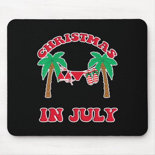 Weihnachten im Juli Bikini Flip Flops Palme  Mousepad (Vorne)