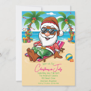Weihnachten im Juli Brown Santa Party Einladung