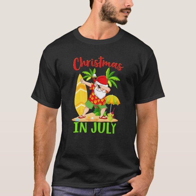 Weihnachten im Juli Dabbing Santa Summer Hawaiian  T-Shirt (Vorderseite)