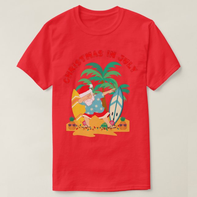 Weihnachten im Juli Dabbing Santa Tropical Beach S T-Shirt (Design vorne)