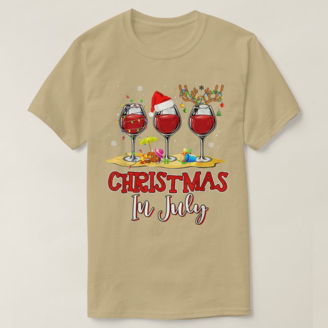 Weihnachten im Juli drei Glas Rotwein Sommer 2 T-Shirt (Design vorne)