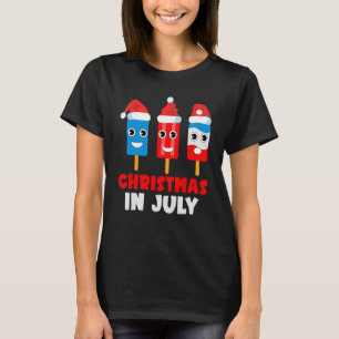 Weihnachten im Juli Eis Pop in Weihnachtsmannmütze T-Shirt