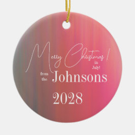 Weihnachten im Juli Familienname und Jahr Keramik Ornament